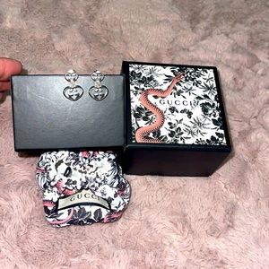 New Gucci 925 Sterling Silver Love Britt Double Heart Earrings 💕